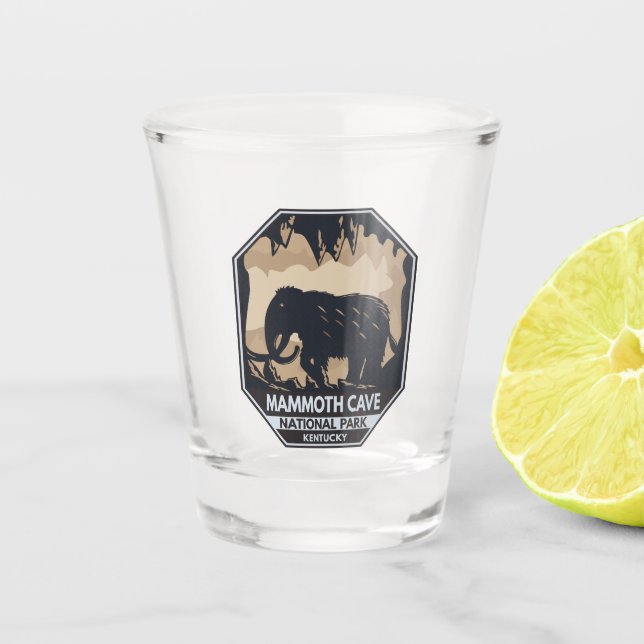 Mammoth Cave National Park Woolly Mammoth Emblem Shot Glass (Front)