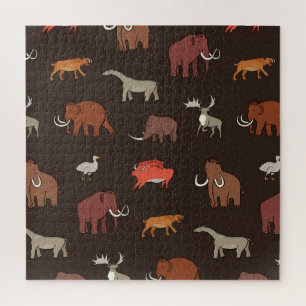 Mammoth Era: Prehistoric Themed Pattern. Jigsaw Puzzle