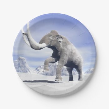 Mammoth In The Wind Paper Plates by Elenarts_PaleoArts at Zazzle