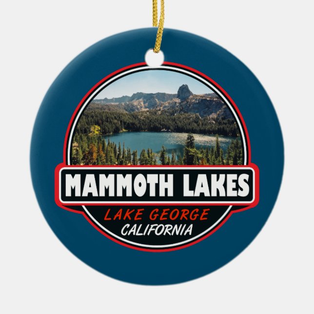 Mammoth Lakes California Travel Art Emblem Ceramic Ornament (Front)