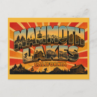 Mammoth Lakes California Vintage Ski Escape Art Postcard
