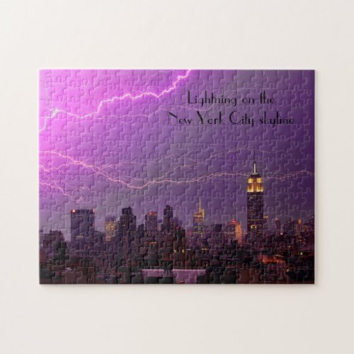 Mammoth Lightning Strike Over Midtown NYC Skyline Jigsaw Puzzle