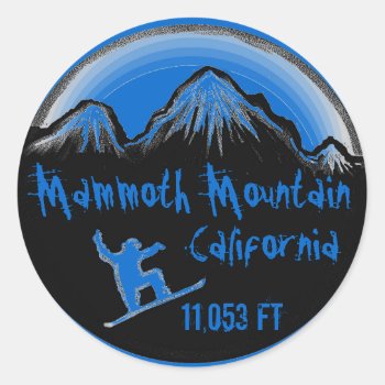 Mammoth Mountain California Blue Snowboard Sticker by ArtisticAttitude at Zazzle