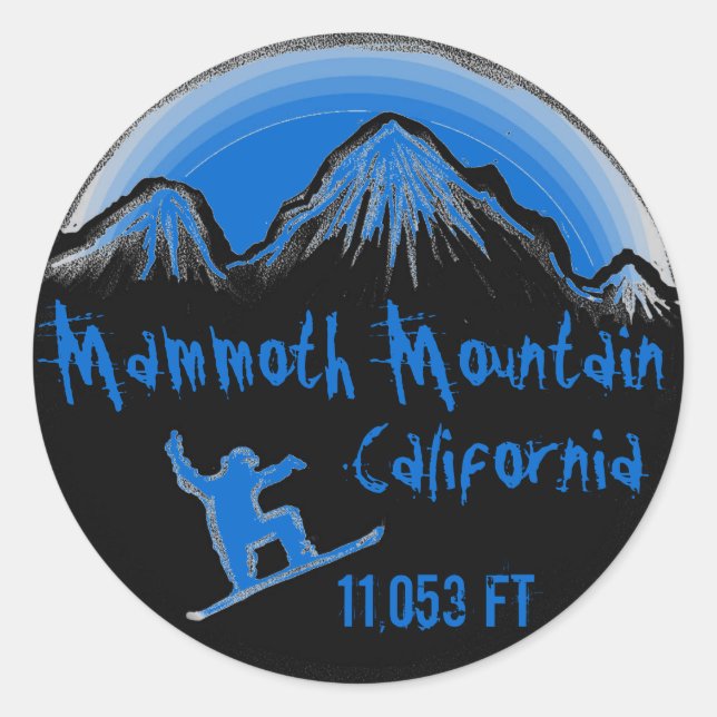 Mammoth Mountain California blue snowboard sticker (Front)