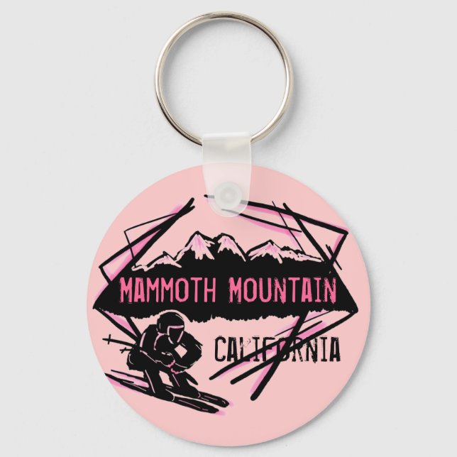 Mammoth Mountain California pink ski keychain (Front)