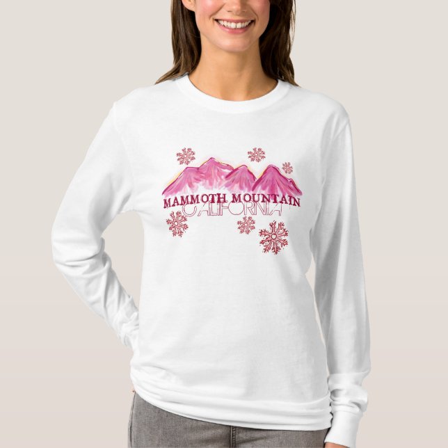 Mammoth Mountain California pink themed hoodie T-Shirt (Front)