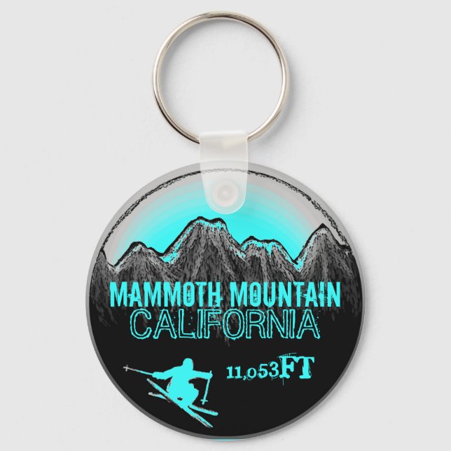 Mammoth Mountain California ski teal keychain (Front)