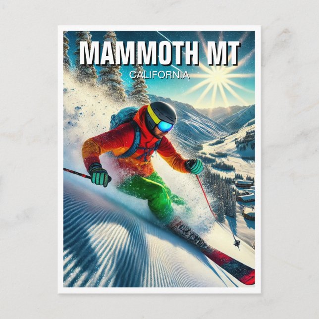 Mammoth Mountain California Skiing Skier Postcard (Front)