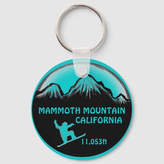Mammoth Mountain California snowboard art keychain (Front)