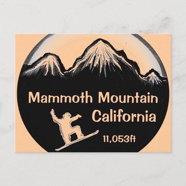 Mammoth Mountain California snowboard art postcard (Front)