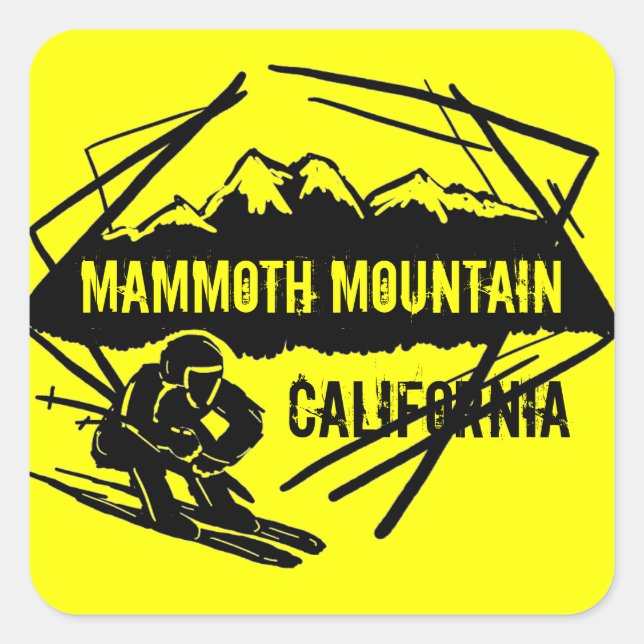 Mammoth Mountain California yellow ski stickers (Front)