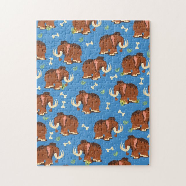 Mammoth Pattern cute cartoon. Jigsaw Puzzle (Vertical)