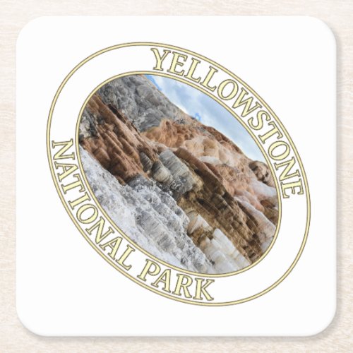 Mammoth Springs at Yellowstone National Park in WY Square Paper Coaster