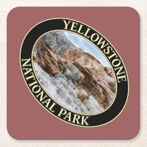 Mammoth Springs at Yellowstone National Park in WY Square Paper Coaster