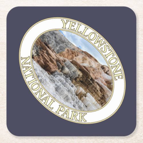 Mammoth Springs at Yellowstone National Park in WY Square Paper Coaster