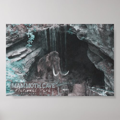 MAMMOTH WATERCOLOR _ MAMMOTH CAVE _ KENTUCKY US POSTER