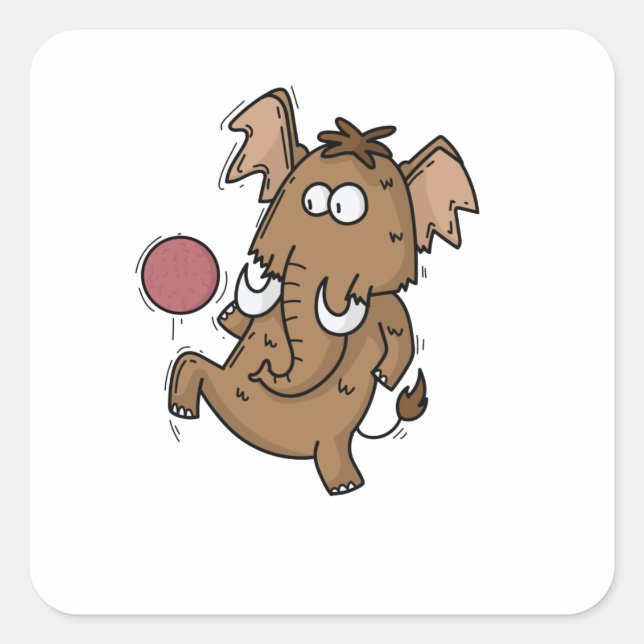 Mammut spielt Fußball Square Sticker (Front)