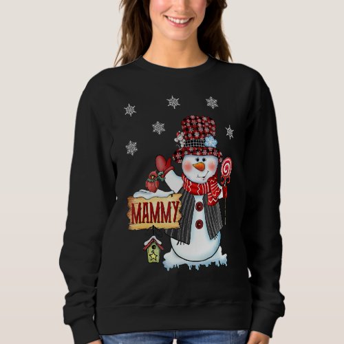 Mammy Snowman Christmas Candy Cane Red Plaid Santa Sweatshirt