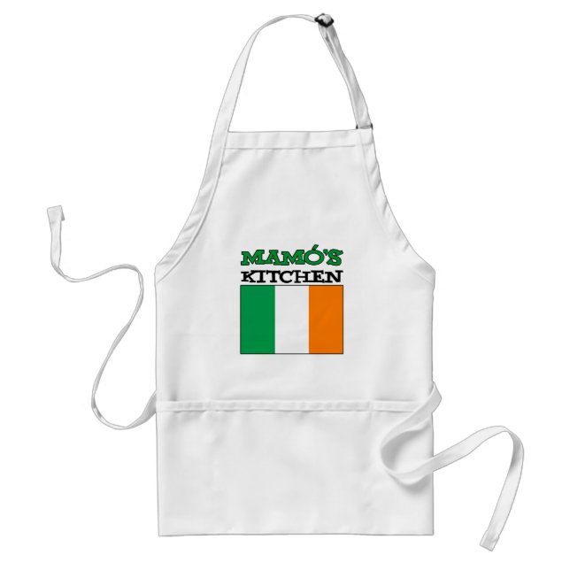 Mamo's Kitchen With Flag Of Ireland Adult Apron (Front)
