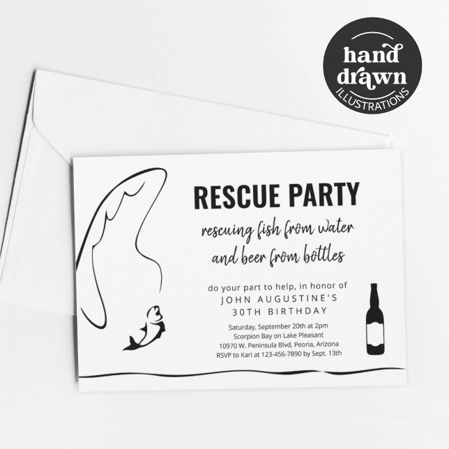 Man Adult Funny Fishing Birthday Retirement Party Invitation (Creator Uploaded)