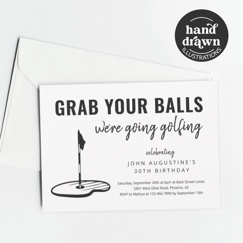 Man Adult Funny Golf Birthday Retirement Party Invitation