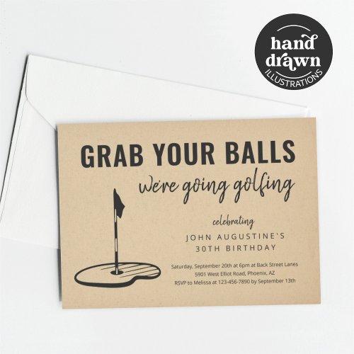 Man Adult Funny Golf Birthday Retirement Party Invitation