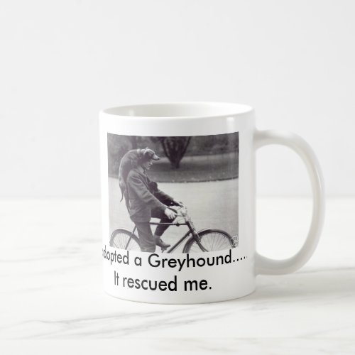 Man and greyhound on bicycle in England Coffee Mug