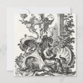 Man and his Dog Baroque French Toile de Jouy Invitation (Front)
