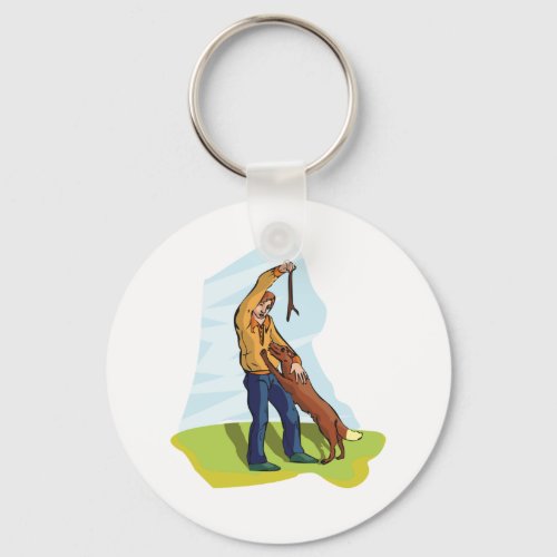 Man And His Dog Keychain