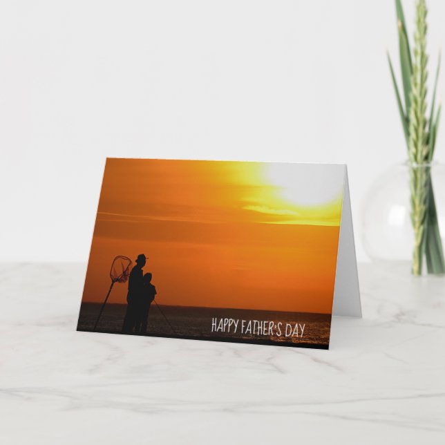 Man and son silhouette at sunset card (Front)