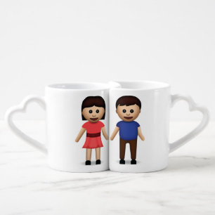 Man And Woman Holding Hands Emoji Coffee Mug Set