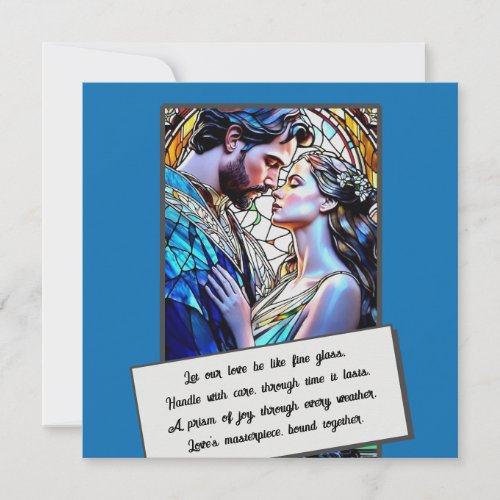Man and woman in stained glass  save the date