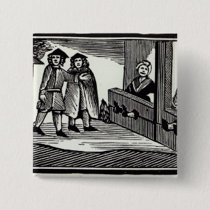 Man and Woman in the Stocks Pinback Button