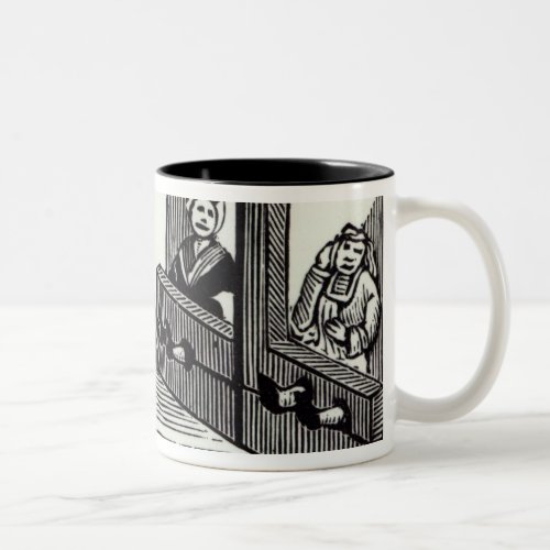 Man and Woman in the Stocks Two_Tone Coffee Mug