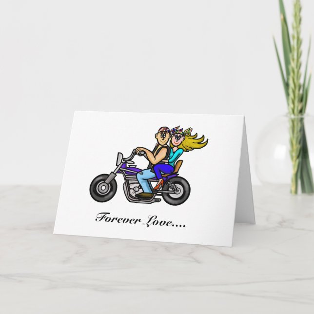 Man and Woman on Motorcycle Greeting Card (Front)