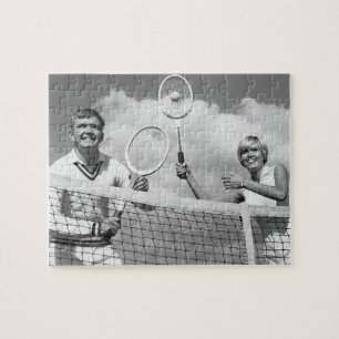 Man and Woman Playing Tennis Jigsaw Puzzle