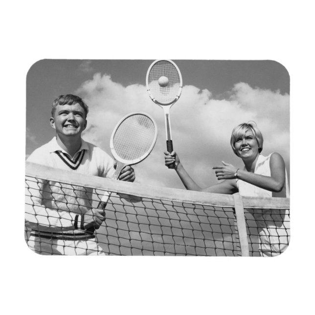 Man and Woman Playing Tennis Magnet (Horizontal)