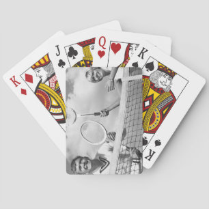 Man and Woman Playing Tennis Poker Cards