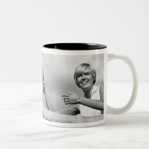 Man and Woman Playing Tennis Two-Tone Coffee Mug