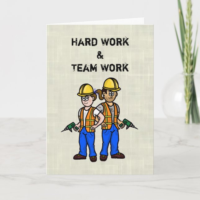 Man and Woman Workers Labor Day Card (Front)