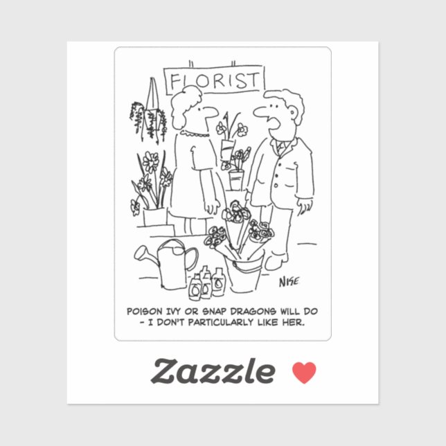 Man at a Florists Cartoon. Sticker (Sheet)