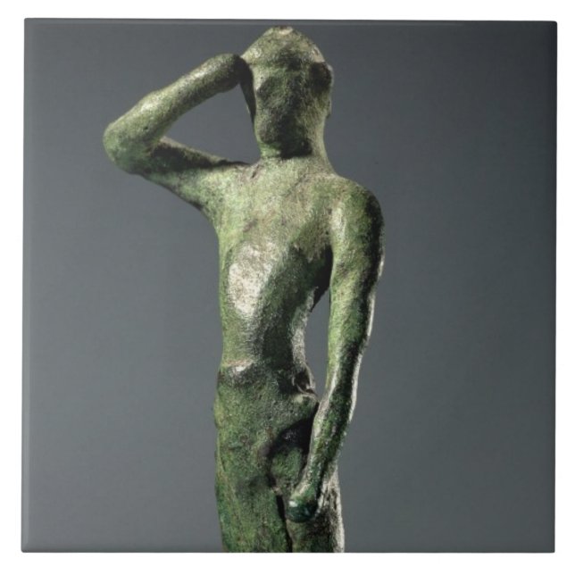 Man at prayer, Archaic Greek bronze sculpture some Ceramic Tile (Front)