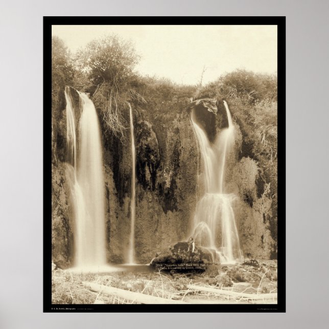 Man at Spearfish Falls Black Hills SD 1889 Poster (Front)