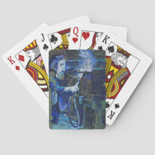 Man at work poker cards