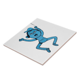 Man being taken for walk by Dog. Ceramic Tile