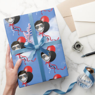 Man Birthday Balloons in Sky Wrapping Paper