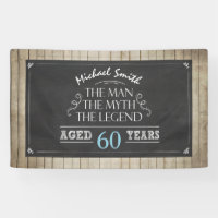 Man birthday banner Man Myth Legend Rustic Wood 60