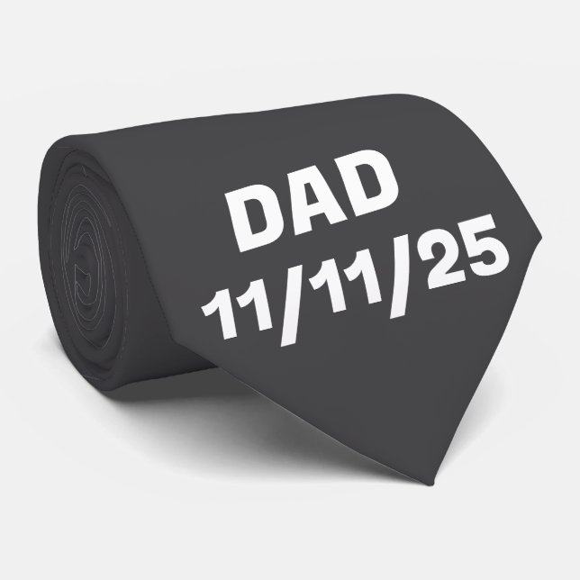 Man Black Tie With Initial, Personalized Black DAD (Rolled)