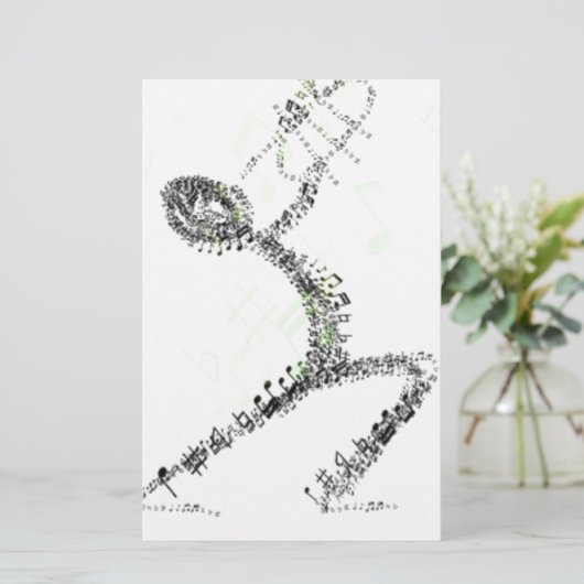 Man blowing Trumpet designed using musical notes (Standing Front)