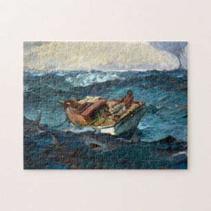 Man Boat Sharks in Gulf Stream by Winslow Homer Jigsaw Puzzle